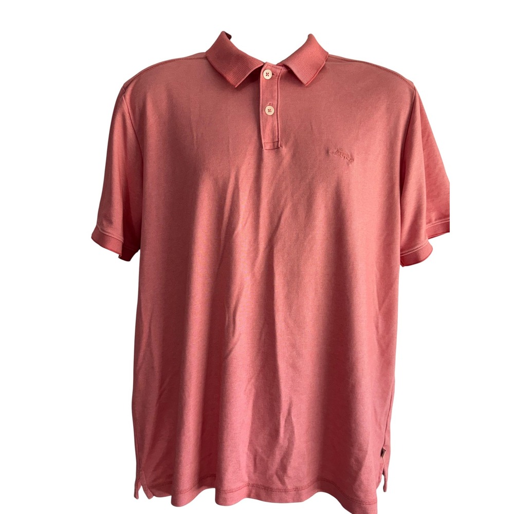 Tommy Bahama Mens Large Coral Pink Short Sleeve Marlin Logo Polo Shirt L